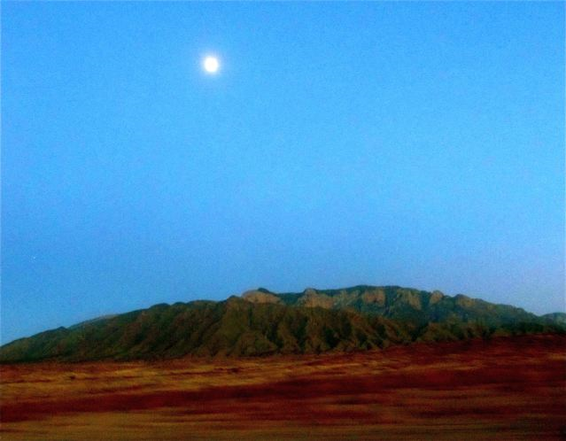 Santa Fe landscape and full moon Santa Fe landscape and full moon