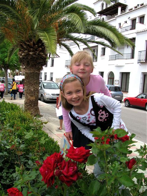 2 cute kids in white village Spain, globe trotting, location independent, global nomad kids! TCK, 2 cute kids in white village Spain, globe trotting, location independent, global nomad kids! TCK,