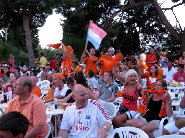 world cup celebrating crowd in Barcelona party atmosphere & fireworks world cup celebrating crowd in Barcelona party atmosphere & fireworks