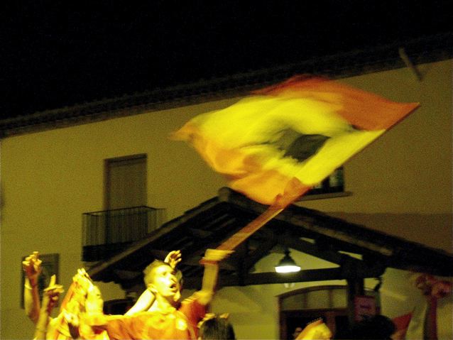 world cup celebrating crowd in Barcelona flags & passion in Spain world cup celebrating crowd in Barcelona flags & passion in Spain