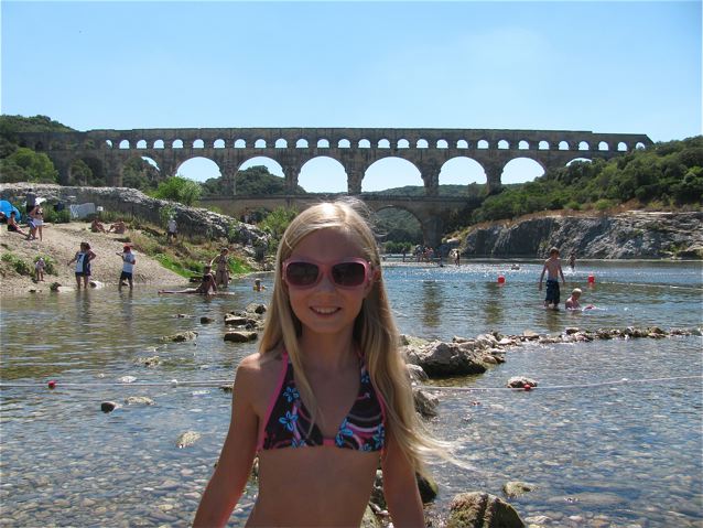 family travel Pont du Gard park Provence France world heritage site family travel Pont du Gard park Provence France world heritage site