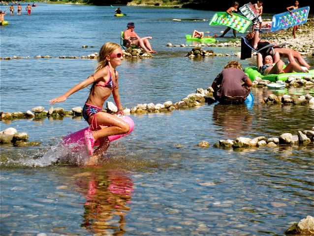 Family travelPont du Gard park Provence France swimming, tubing Family travelPont du Gard park Provence France swimming, tubing