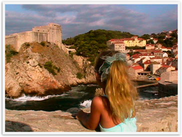 Camping Europe Dubrovnik Family travel Croatia girl view wall Camping Europe Dubrovnik Family travel Croatia girl view wall