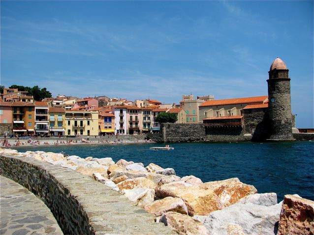 Family travel inCollioure, France on Mediterranean Sea near the Spanish border Family travel inCollioure, France on Mediterranean Sea near the Spanish border
