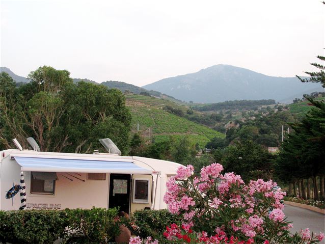 Family travel camping in Pyrenees Collioure, France on Mediterranean Sea near the Spanish border Family travel camping in Pyrenees Collioure, France on Mediterranean Sea near the Spanish border