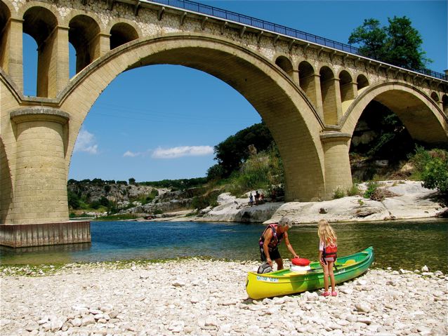 family travel Pont du Gard park Provence France canoeing family travel Pont du Gard park Provence France canoeing
