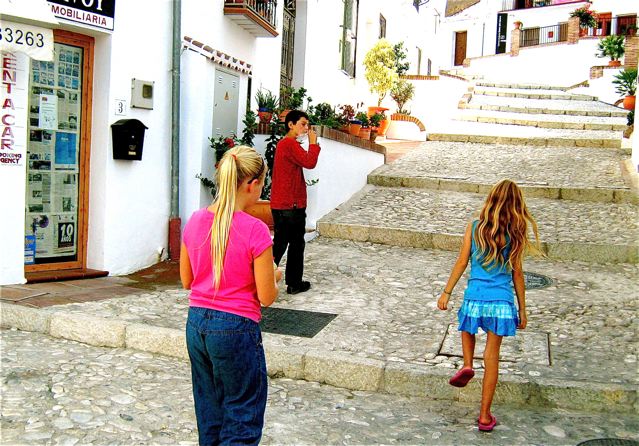 Spain village. After a summer away traveling, kids enjoy reconnecting & time to catch up Spain village. After a summer away traveling, kids enjoy reconnecting & time to catch up