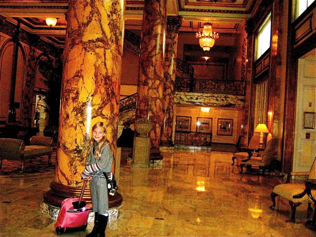 Arriving at glamous Fairmont San Francisco in lobby Arriving at glamous Fairmont San Francisco in lobby