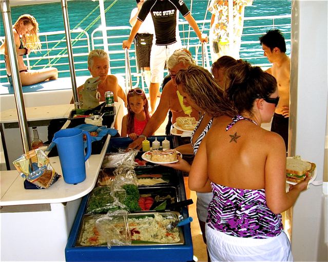 lunch on our catamaran in Kauai lunch on our catamaran in Kauai