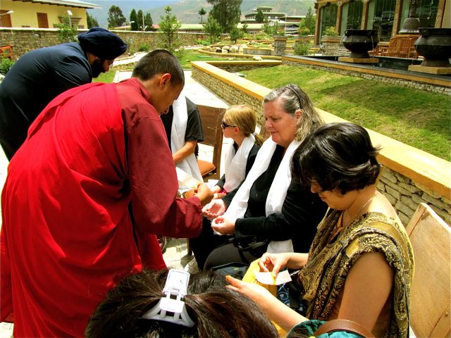 Bhutan Buddhist blessing at Taj Tashi