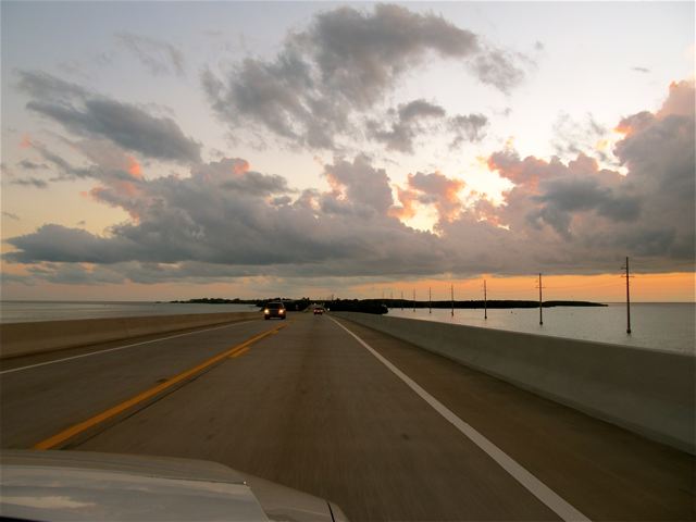 famous Hwy 1 to Key West at Sunset on 7 mile bridge