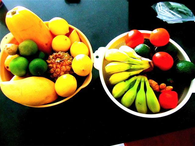 raw fruits and vegetables on our table
