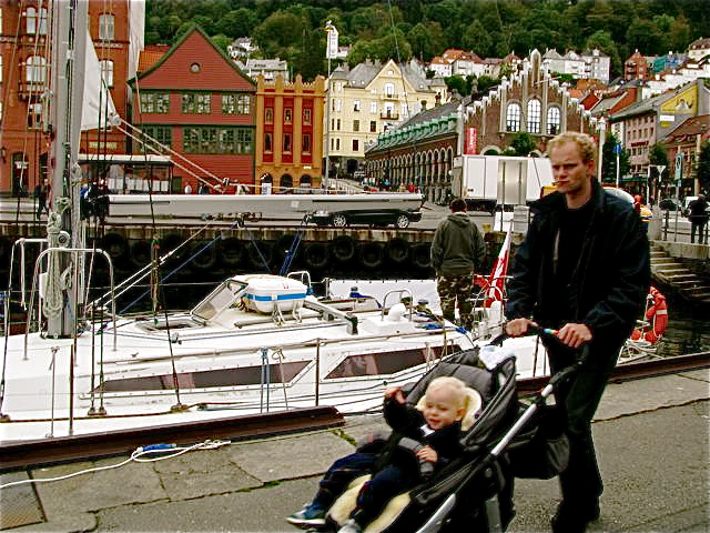 Scandinavian Travel in Bergen, Dad and son Scandinavian Travel in Bergen, Dad and son