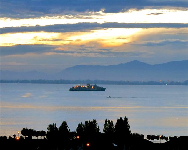 beautiful dawn, rising sun and cruise ship for morning inspiration beautiful dawn, rising sun and cruise ship for morning inspiration