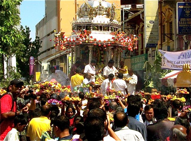 Thaipusam Penang with silver chariot and offerings Thaipusam Penang with silver chariot and offerings