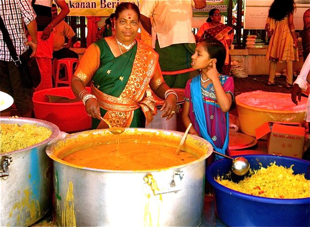 colorful festival food in huge pots colorful festival food in huge pots