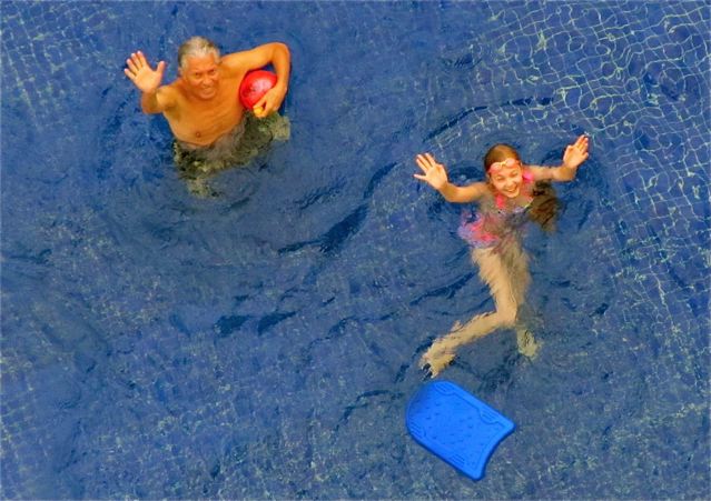 Dad and daughter pool time bonding Dad and daughter pool time bonding