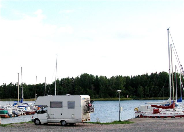 Camping in Europe in an RV- right on the water in Sweden