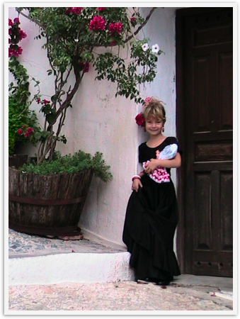 little blonde Latina American child in Spain