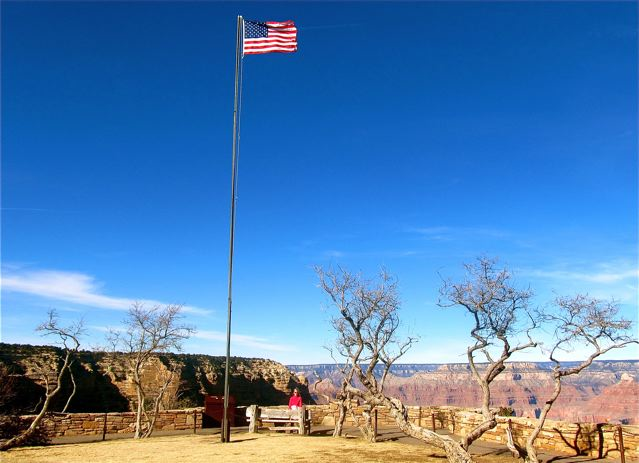 Grand Canyon and USA flag south rim photo Grand Canyon and USA flag south rim photo