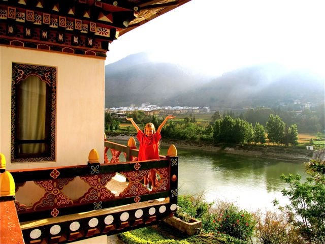 Travel kid Mozart exploring the Himalayas in Bhutan