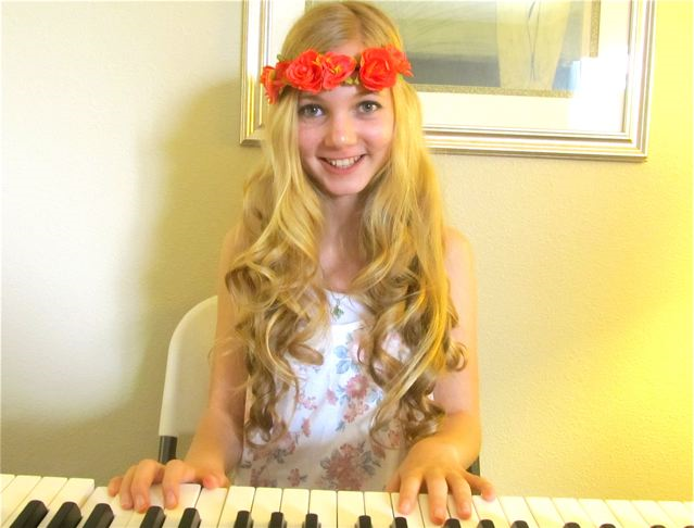 Travel teen singer Mozart playing piano and original song