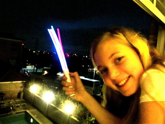Mozart enjoying the fireworks from our room! Mozart enjoying the fireworks from our room!