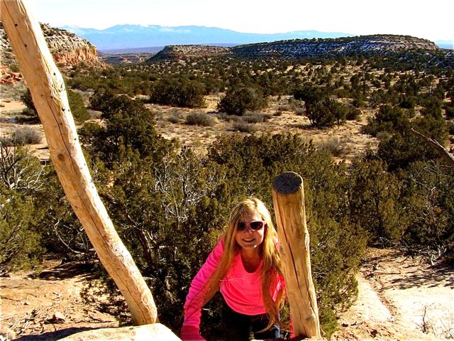 travel teen Mozart exploring Pueblo ancient archeology site near Santa Fe