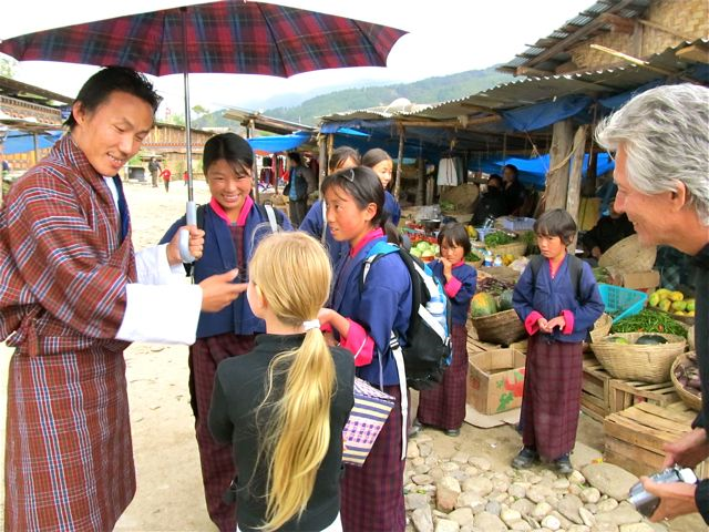 Asia dream - making new friends in rural Bhutan Asia dream - making new friends in rural Bhutan