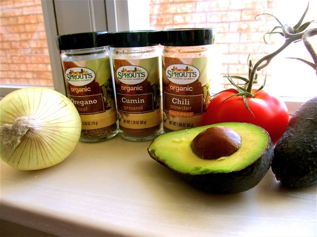 avocado, onion, tomato and spices avocado, onion, tomato and spices