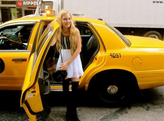 Singer Mozart leaving a Taxi in NYC arriving at New York Fashion Week runway show Singer Mozart leaving a Taxi in NYC arriving at New York Fashion Week runway show