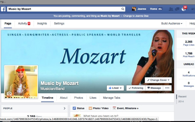 Teen singer, Mozart's Facebook page is called Music by Mozart Teen singer, Mozart's Facebook page is called Music by Mozart