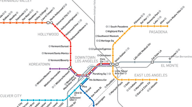 metro rail map for Los Angeles
