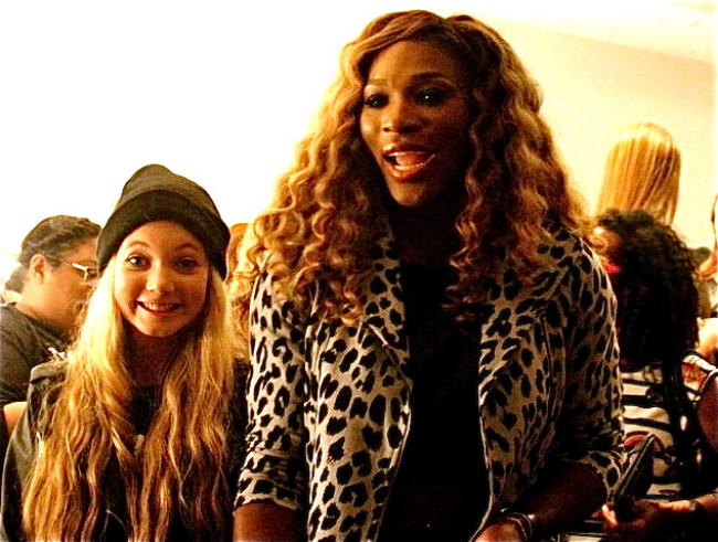 Trilingual travel teen and singer Mozart with U.S. Open Tennis winner Serena Williams backstage NYFW Trilingual travel teen and singer Mozart with U.S. Open Tennis winner Serena Williams backstage NYFW