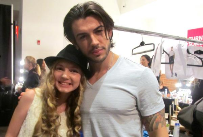 singer and youtuber Mozart with male model backstage at NYFW singer and youtuber Mozart with male model backstage at NYFW