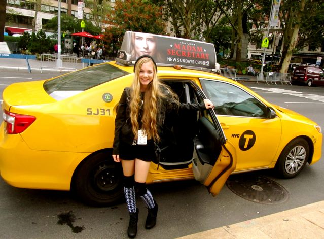 travel teen and singer Mozart coming out of a taxi in NYC during fashion week travel teen and singer Mozart coming out of a taxi in NYC during fashion week