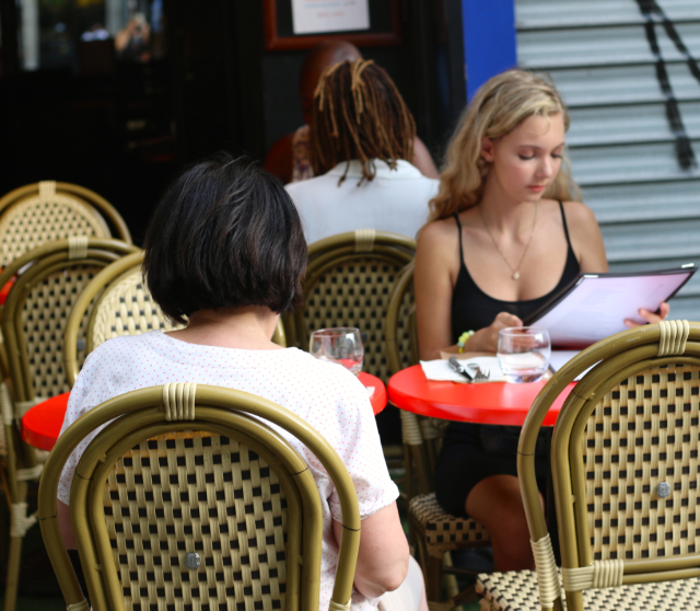 Mozart Dee in Paris at cafe Mozart Dee in Paris at cafe