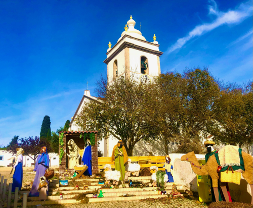 Winter Sun! Camping Europe Snowbirds! christmas scene at small white villlage church in Algarve Portugal Winter Sun! Camping Europe Snowbirds! christmas scene at small white villlage church in Algarve Portugal